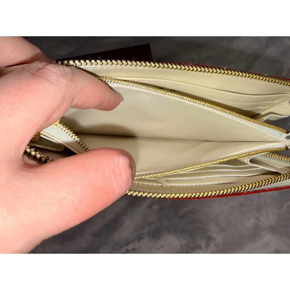 Louis Vuitton Zippy Wallet Cream Leather Studded Gold Hardware w/ COA‎
